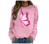 Pull avec Oreilles Sweat-shirt Femme à la Mode Décontracté sans Capuche Éducation au Cancer du sein Design Imprimé Élégant pour la vie quotidienne Pulls pas chers Hommes, Rose, L
