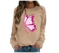 Pull avec Oreilles Sweat-shirt Femme à la Mode Décontracté sans Capuche Éducation au Cancer du sein Design Imprimé Élégant pour la vie quotidienne Pulls pas chers Hommes, kaki, L