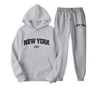 Pull avec poche ventrale - Pantalon de jogging avec lettre imprimée - Unisexe - Thème York - Vêtement de loisirs - Survêtement confortable et élégant - Avec femme