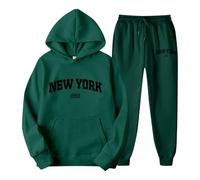 Pull avec poche ventrale - Pantalon de jogging avec lettres imprimées pour couples - Unisexe - Thème York - Vêtement de loisirs - Survêtement confortable et élégant - Survêtement de transition pour