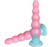 Pull Bead Anal Plug Sont 5 Diamètres Silicone Plug Anal Grand avec Ventouses pour Femmes Hommes Boules Lourdes Anales/Buttplug Masturbateur Sex Toys Pour la Formation Anale (Rose)