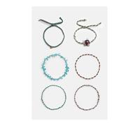 Pull&Bear Bracelet turquoise / bleu foncé / or / jade, Taille One Size