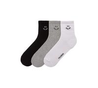 Pull&Bear Chaussettes 'GOOD VIBES' gris chiné / noir / blanc, Taille 42-43,5