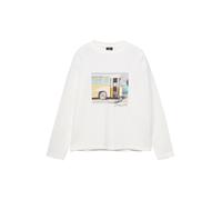 Pull&Bear T-Shirt bleu clair / gris clair / orange / blanc, Taille XS
