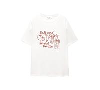 Pull&Bear T-shirt canneberge / blanc, Taille XS