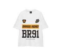 Pull&Bear T-Shirt curry / noir / blanc, Taille L