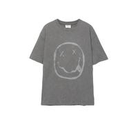 Pull&Bear T-Shirt 'NIRVANA SMILEY' gris clair / gris foncé, Taille L