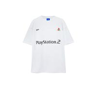 Pull&Bear T-Shirt 'PLAYSTATION' gris clair / noir, Taille XS