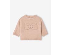 VERTBAUDET Pull bébé en Tricot avec Noeud en Volume Rose poudré 24M(86CM)