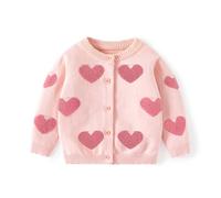 pull bebe fille 3 mois a 5 ans motif coeur gilet cardigan fille chic et elegant boutonné col rond chandail tricot fille manche longue automne doux veste enfant fille mi saison (2-3 ans)