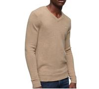 Superdry Essential EMB Vee Knit T-Shirt, Oatmeal Grey Marl, XL Homme