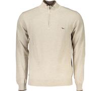 Pull beige pour homme avec demi-zip et détails de broderie, taille : 2XL Couleur : Beige