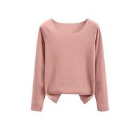 Pull Blanc Femme Chic Et Elegant Col V Original Tee Shirt Chauve Souris Manches Longues Maille Sherpa Mode Pyjama Zippé Humour Fitness Torsade Vêtements de Sport pour Femme Rose XL