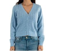 Gilet manches longues à détails ajourés bleu ciel Bleu ciel XL