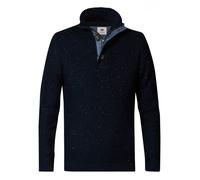 Pull bleu nuit moucheté coupe droite à col camionneur et manches longues S