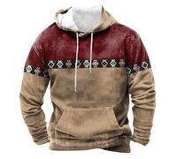 Pull bohème pour homme avec fermeture éclair quart de longueur, coupe ample, tendance, polyvalent, col montant, manches longues, col montant, cordon de serrage, pour la saison froide, épissure de