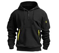 Pull boutonné pour homme - Pour loisirs, fitness, jogging, couleur assortie - Fermeture éclair - Sport - Hiver - Chaud - Manteau d'hiver géant, Noir , M