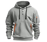 Pull boutonné pour homme - Pour loisirs, fitness, jogging, couleur assortie - Fermeture éclair - Sport - Hiver - Chaud - Manteau d'hiver géant, gris, M