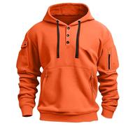 Pull boutonné pour homme - Pour loisirs, fitness, jogging, couleur assortie - Fermeture éclair - Sport - Hiver - Chaud - Manteau d'hiver géant, Orange, M