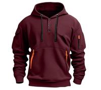 Pull boutonné pour homme - Pour loisirs, fitness, jogging, couleur assortie - Fermeture éclair - Sport - Hiver - Chaud - Manteau d'hiver géant, bordeaux, M