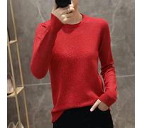 Pull Brillant À Col Rond Pour Femme - Pull Tricoté Pour Femme D'Automne Et D'Hiver, Haut À Paillettes Rouge À La Mode, Pull À Col Rond À Manches Longues Slim, Cadeau De Noël Élégant,Red,M