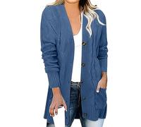 Pull Cache Coeur Et Gilet Femme Hiver Chaud Mariage Cardigan Printemps Coton Capuche Dénudée Cardigan Veste Hiver Chaud Mi Saison Elegant avec Sweater Femme Bleu Royal S