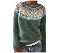 Pull Cachemire Femme Pull NorvéGien Grande Taille, Vetement Chaud Hiver, sans Capuche Pullover Top Mohair Jacquard Irlandais Sweater Chic Elegent À Motif Tricoté