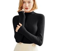 Pull Cachemire Femme sous Pull Femme Col Montant Mohair Sweater Oversize Brillant Fete Sweat Camionneur Large Doux Fin Haut Thermique Long Ample Vetement 11#Noir XXL