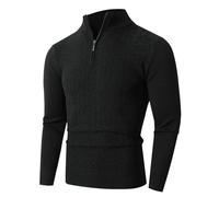 Pull Cachemire Homme Solde Col Zippé Pas Jacquard Papa D Epais Roule Rayé Molletonné Le Valentin Japonais Raye Bien Côtelée Bicolore Outfit Monté Monstre