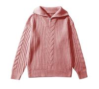 Pull Camionneur Femme Col Zippé Ample,Couleur Unie,Européen et Américain,Printemps et Automne,Veste à Capuche avec Sweat Plaid Original Japonais (Pink,XL)