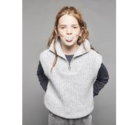 Pull camionneur sans manches fille gris chiné 8A