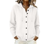 Pull Capuche Femme avec Poche et Cordon Boutonné Décontracté Ample Cardigan | Pull Tricoté Femme Automne Hiver Doux Confortable Bureau Travail Tunique Sweater Chaud Loisirs Marche Vacances Y2K Streetwear