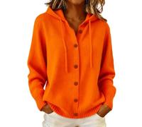 Pull Capuche Femme avec Poche et Cordon Boutonné Décontracté Ample Cardigan Pull Tricoté Femme Automne Hiver Doux Confortable Bureau Travail Tunique Sweater Chaud Loisirs Marche Vacances Y2K
