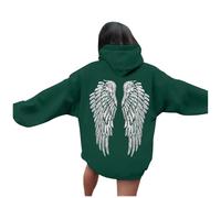 Pull Capuche Femme, Sweat a Capuche Femme, Pull Ange, Sweet Sequins Los Angeles À Manches Longues Hoodie Sweatshirts Oversize Pulls Sweats Strass Y2k Chaud Sportswear Cotton Hiver Vert, XL