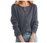 Pull cardigan boutonné，Cardigan pour femme, Casual automne et hiver mode nouveaux pulls，pull classique à col du cou et à boutons, tricot ouvert sur le devant Pulls Femmes Avec Fleurs (Dark Gray, XXL)