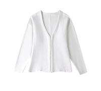 Pull Cardigan en Tricot ajusté à Crochet Avant for Femmes, col en V, Manches Longues, Ourlet Fendu sur Le côté, vêtements de Dessus for Femmes, Hauts Chics pour Les Saisons(White,S)