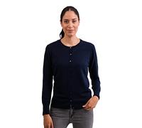 Pull Cardigan pour Femmes avec Un Col Rond 100% Cachemire (Bleu/Bleu Marine, XS)