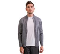 Pull cardigan pour homme 100 % cachemire avec fermeture éclair - 2 fils, gris, S