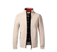 Pull Cardigan pour Hommes, Fermeture à glissière complète, Pull doublé en Laine Chaude d'hiver, Nouvelle Taille personnalisée, Peut répondre à Plus de Vos Besoins(Khaki L)