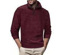 Pull cargo pour homme - Couleur unie - Pull debout à manches longues et fermeture éclair quart de tour - Veste décontractée à imprimé tendance - Vêtement d'extérieur chaud - Entraînement - Gym - Sport