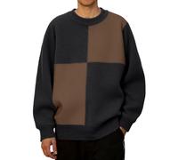 Pull Cashmere Homme,Pull Ras du Cou Tendance Design Coloré Tricot d'hiver éLéGant Pull en Tricot pour Un Sweat-Shirt Confortable Et Doux Coupe Classique Et DéContractéE