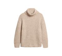 Pull cÃŽtelÃ© brossÃ© Ã col ample femme Superdry Beige S/M