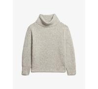Pull cÃŽtelÃ© brossÃ© Ã col ample femme Superdry Gris 2XS/XS
