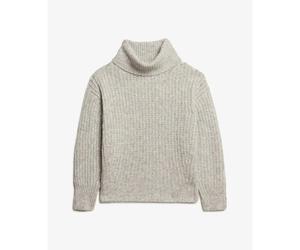Pull cÃŽtelÃ© brossÃ© Ã col ample femme Superdry Gris L/XL