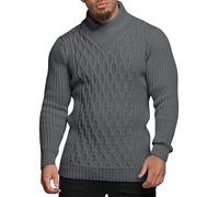 Pull châle pour homme - Pull tendance en tricot diamant élégant et léger, gris foncé, M