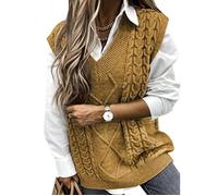 Pull Chandail BYWGK Col en V sans manches tricoté pull gilet pull gilet couleur unie tricots débardeur pulls 34