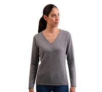 Pull | Chandail pour Femmes avec Un Col en V 100% Cachemire (Gris, L)