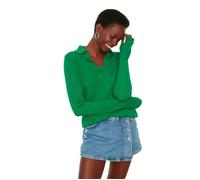 Trendyol Green Arm Tip Détail Polo col tricoté Sweater, Vert, S Femme
