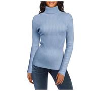 Pull Chaud Femme Côte, Pull Col Roulé Femme Manche Longue Couleur Unie Décontracté Coupe Slim Sweater Chic Et Élégants Passe-Partout Longue Pullover Doux Confortable Automne Hiver Chandail