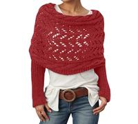 Pull Chaud Femme Hiver, ÉCharpe Femme TricotéE Longue ÉTole AjouréE Dentelle ChâLe LéGer Tenue DéContractéE Quotidienne Confortable